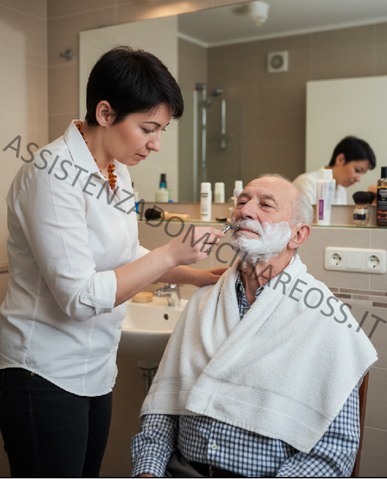 alessia vitiello rade la barba ad un anziano